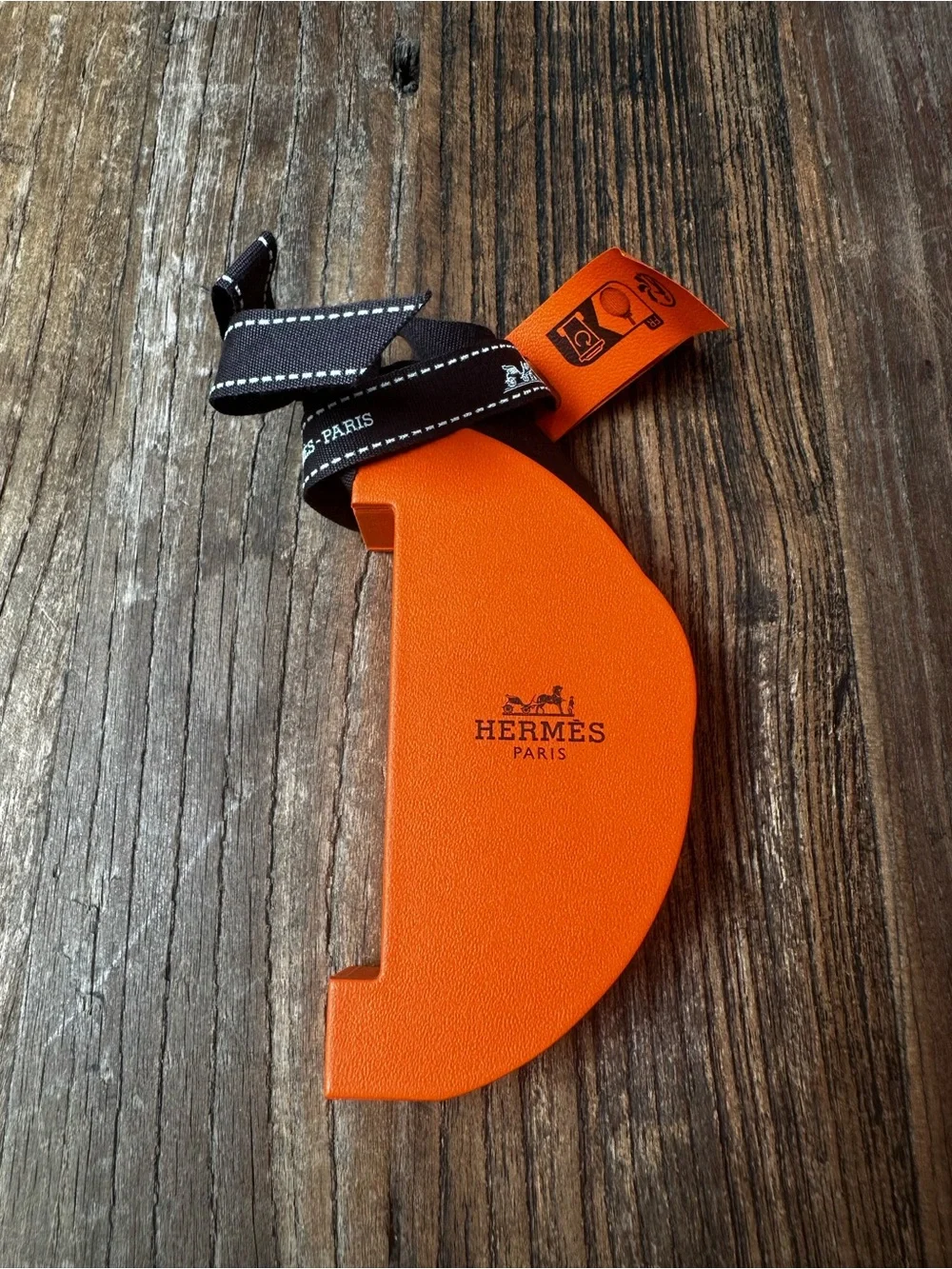 Hermes Orange Paper Ornament with Branded Ribbon